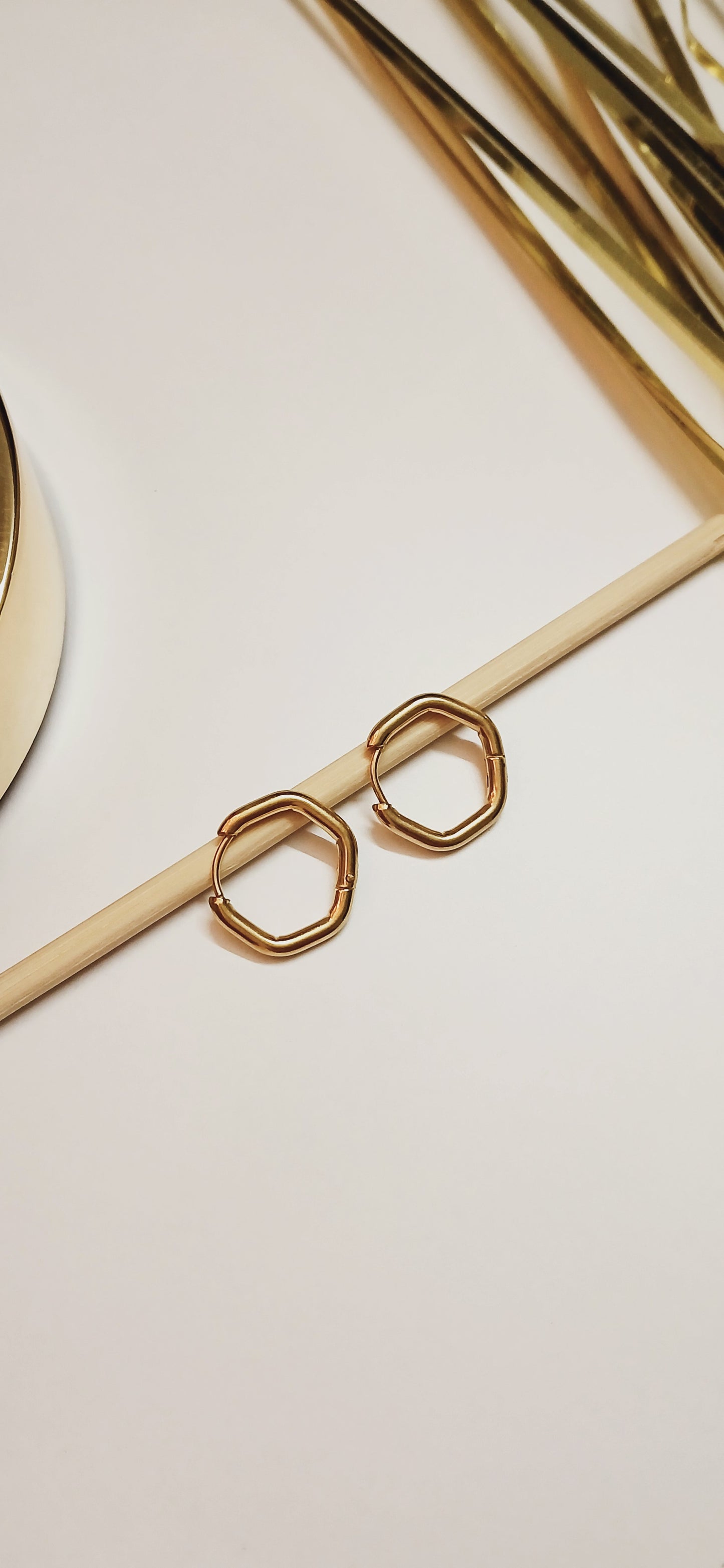 Thin Snake Necklace with hexagon hoops - 18k gold plated