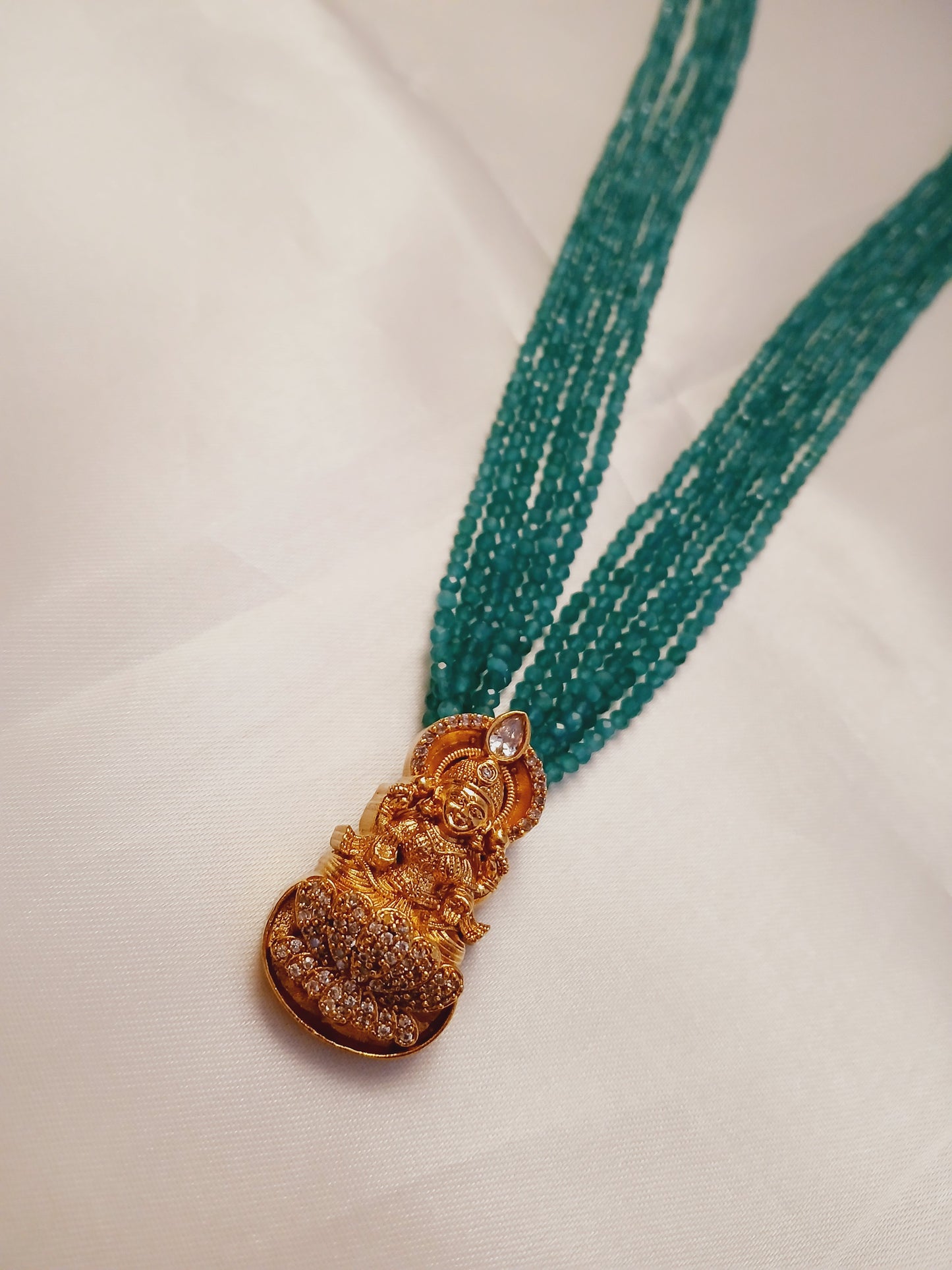 Multiline Green Laxmi Haaram