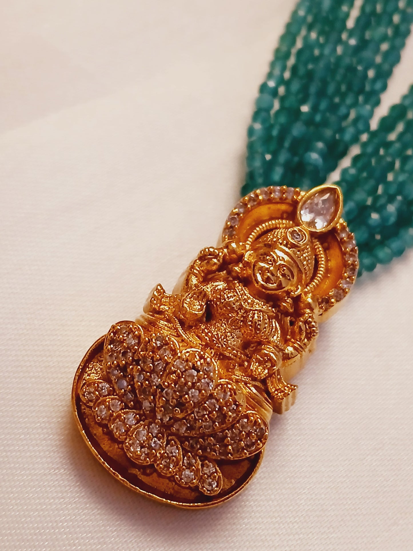 Multiline Green Laxmi Haaram