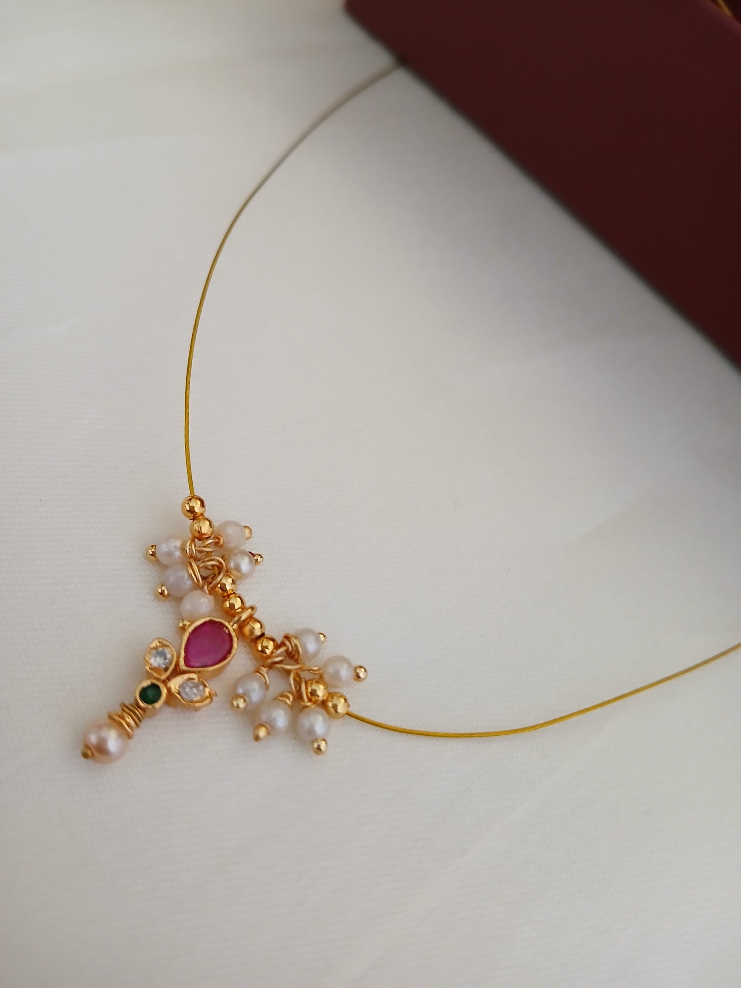 Ruby Pearl Drops - Invisible necklace