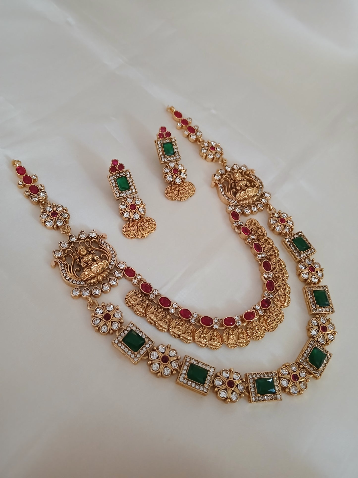 Jodha 2 Layer Long Haaram - Antique