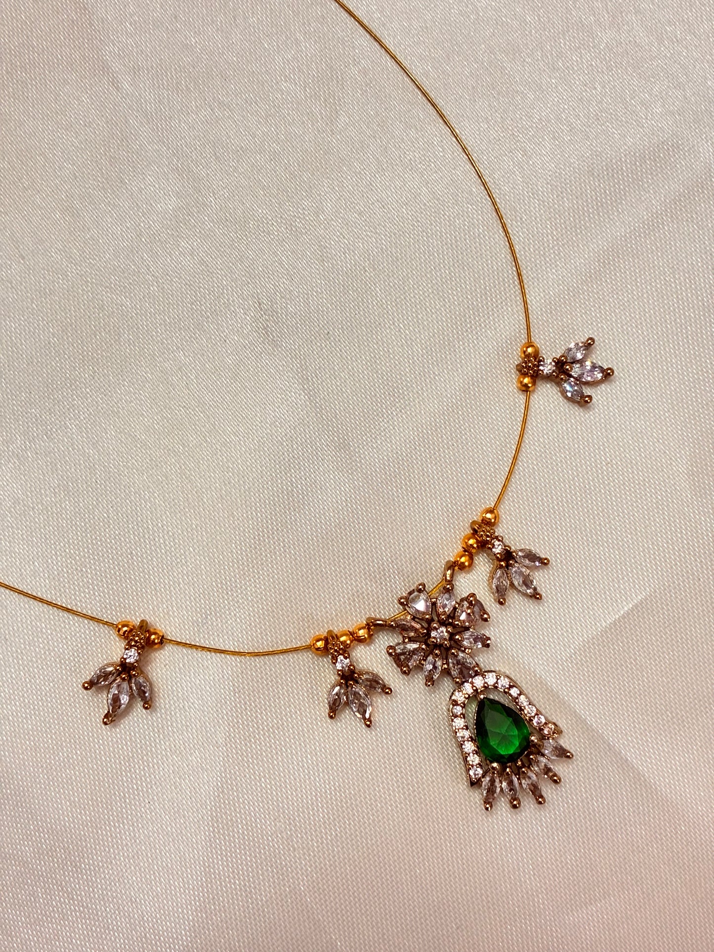 Green Lotus Allover n centre - invisible necklace
