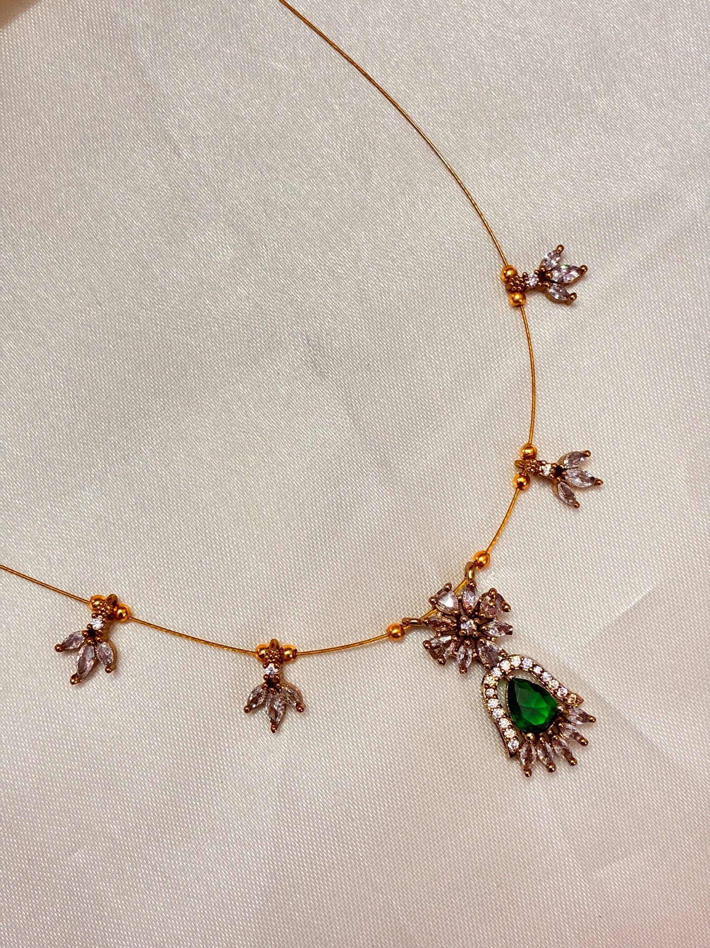 Green Lotus Allover n centre - invisible necklace