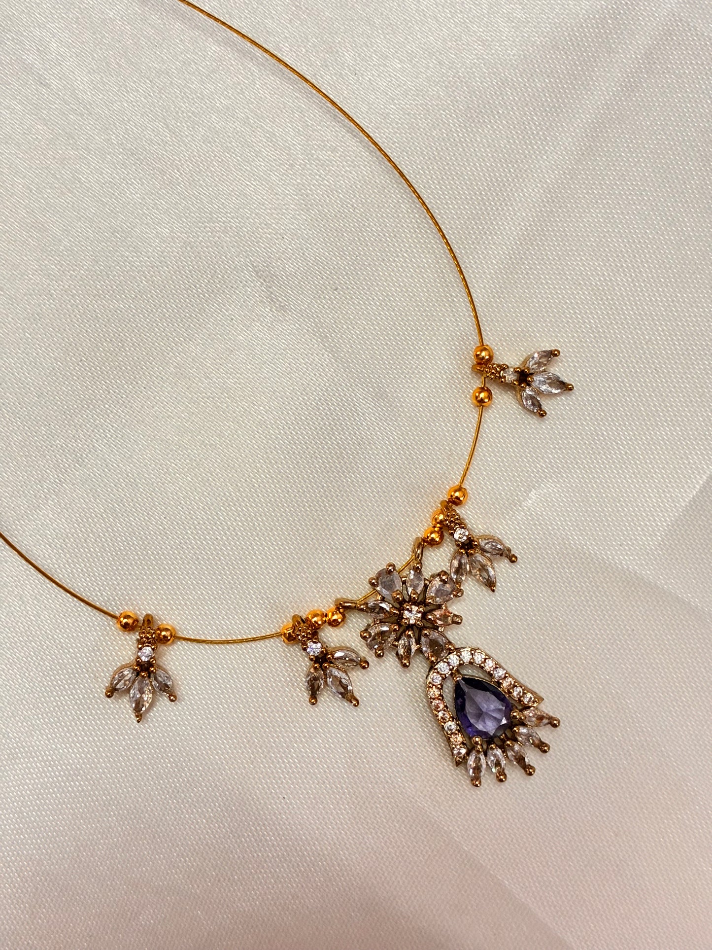 Purple Lotus allover n centre - invisible necklace