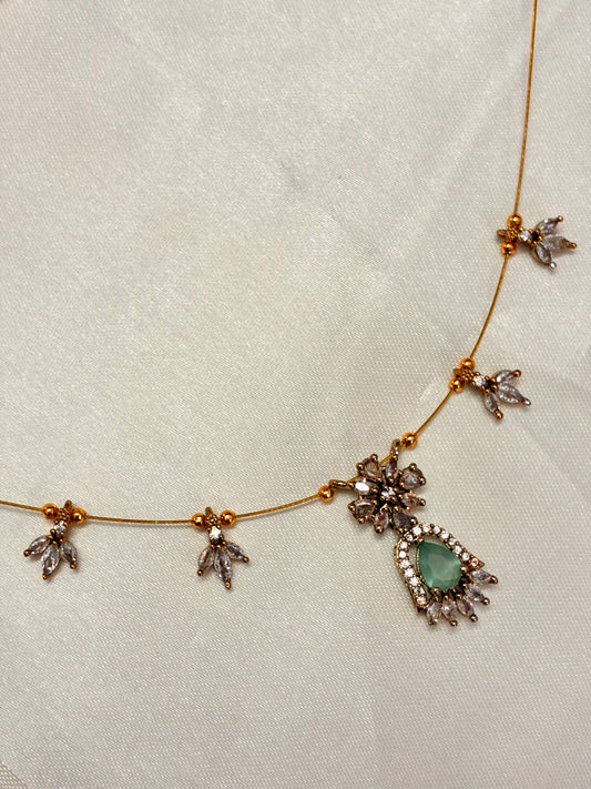 Pastel green Lotus allover - invisible necklace