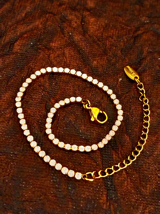 Diamond lines bracelet Gold & Platinum - 18k gold plated
