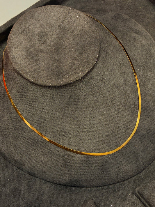 Thin Snake Necklace with hexagon hoops - 18k gold plated