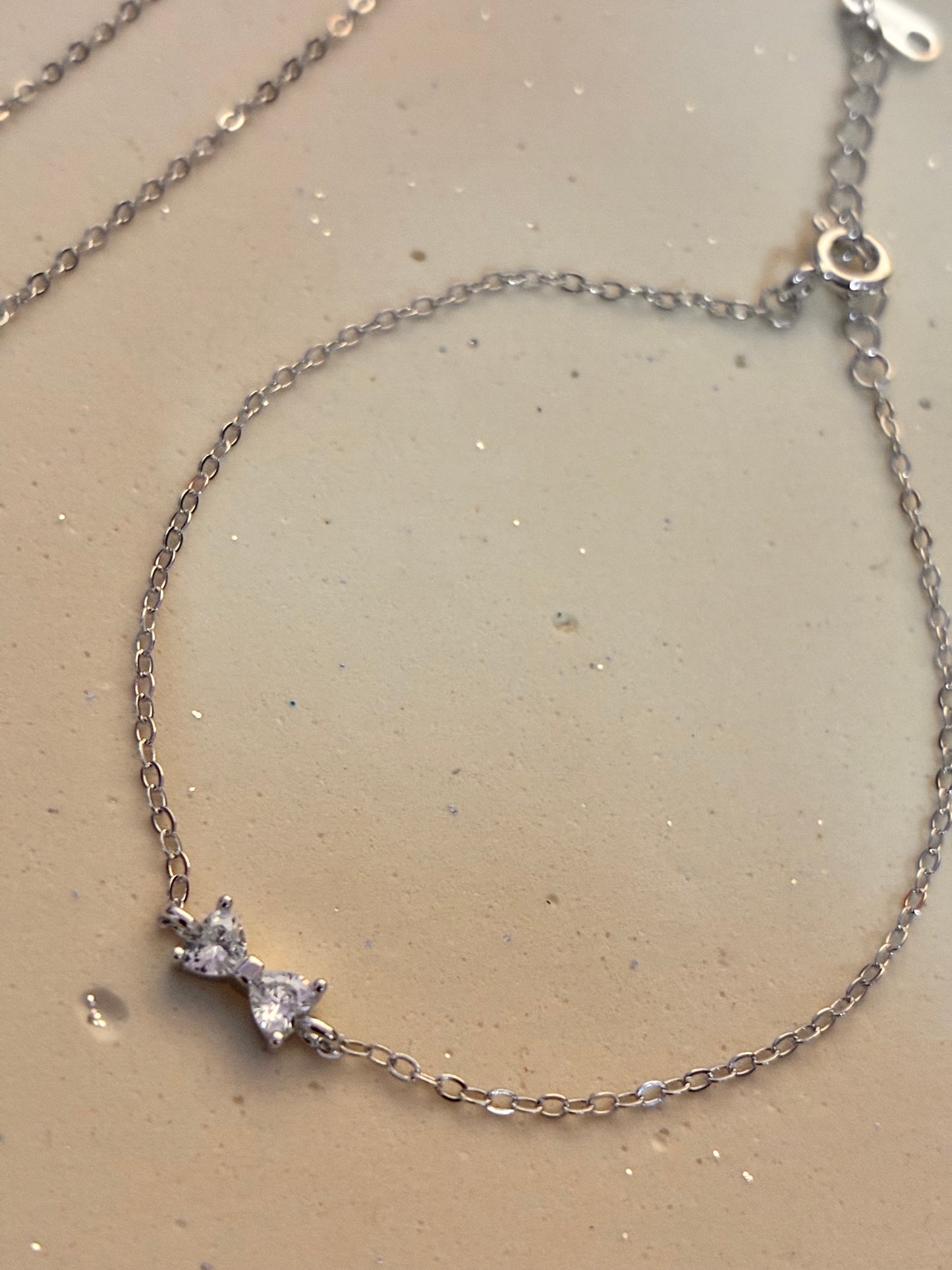 Sweet bow necklace set - 92.5 silver