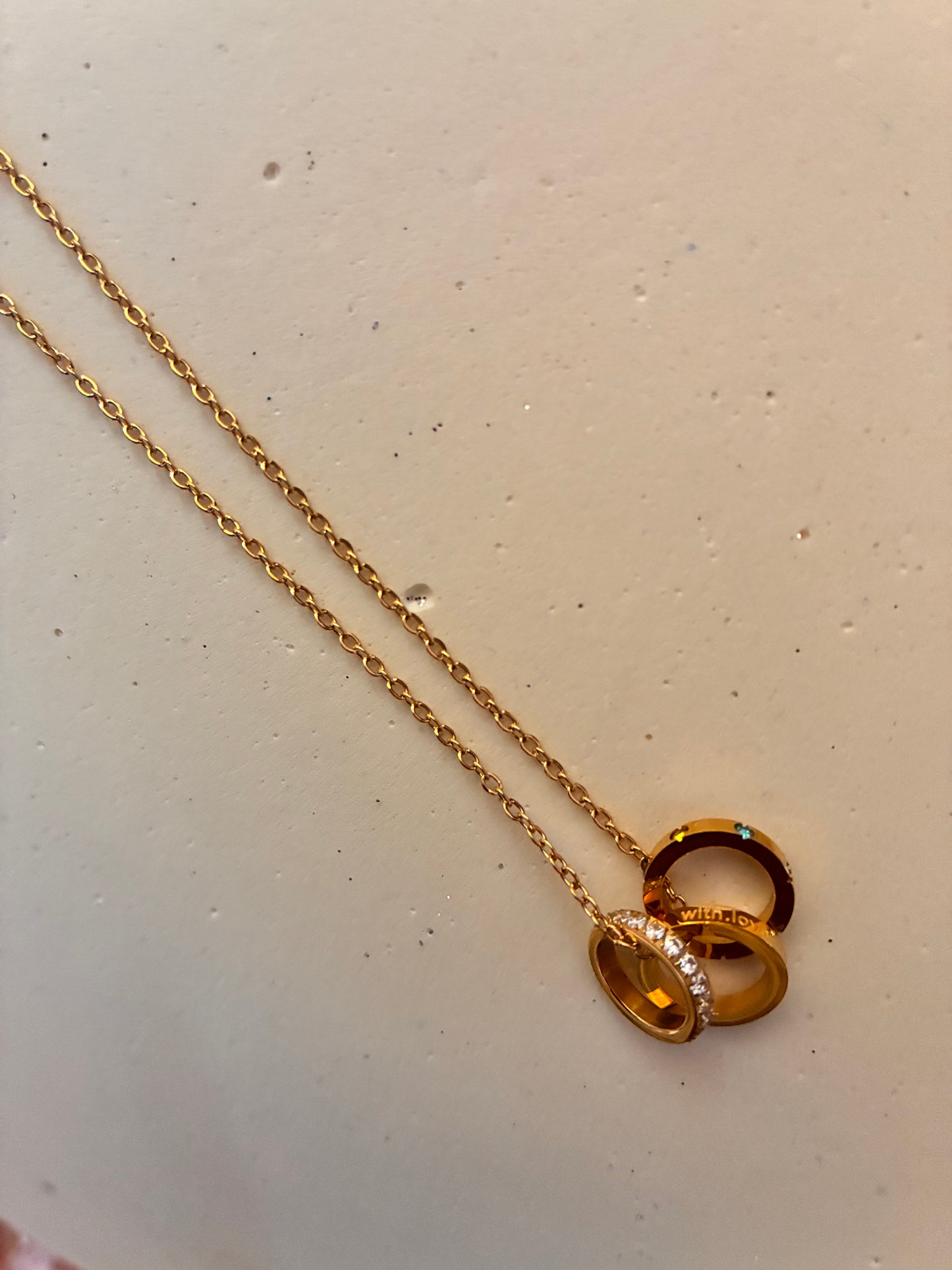3 rings Necklace set - 18k gold plated