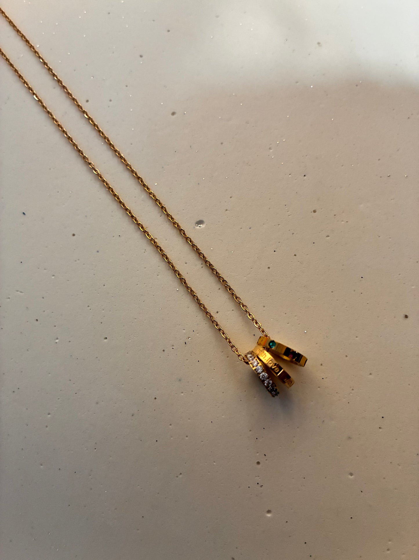 3 rings Necklace set - 18k gold plated