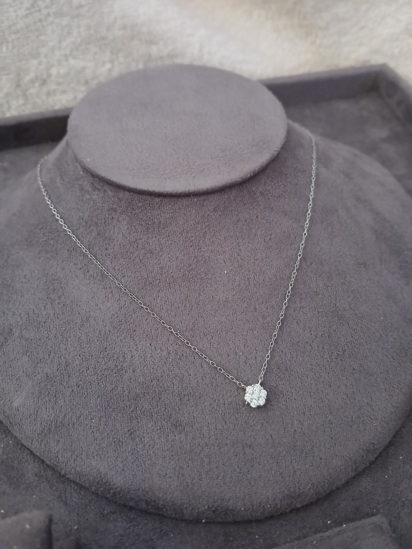 7 stone flower short necklace - 925 silver