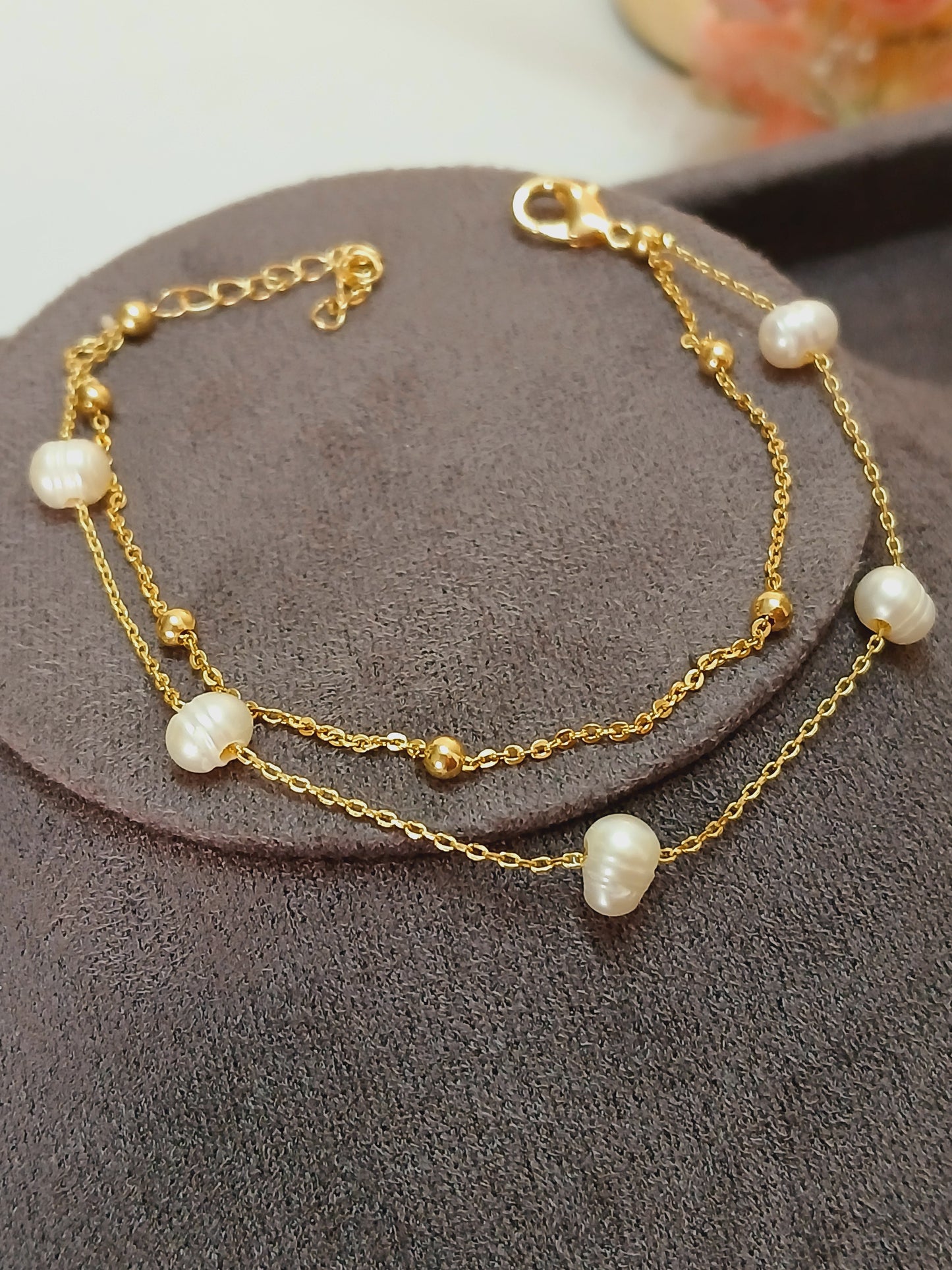 Pearl 2 layer Bracelet - 18k gold plated