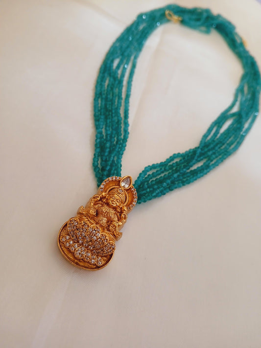 Multiline Green Laxmi Haaram