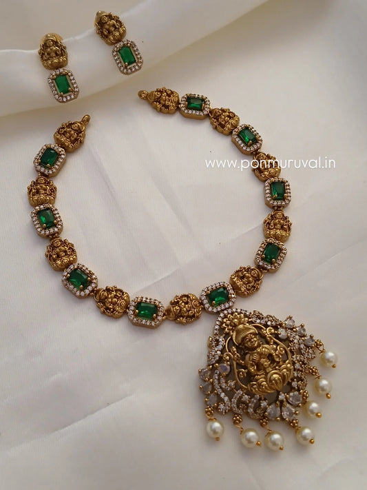 Laxmi idol necklace - gold replica