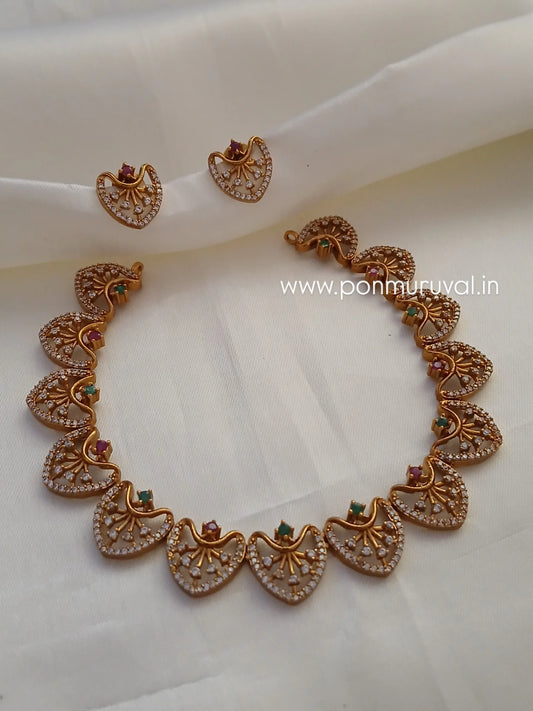 Scalloped necklace - diamond replica