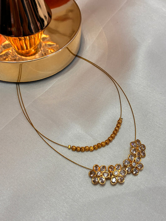 Kundan Flower - 2 Layer Invisible Necklace
