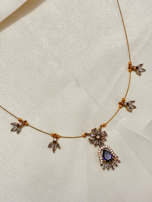 Purple Lotus allover n centre - invisible necklace