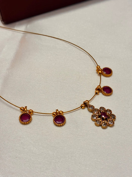 Ruby 9 flower n Bindi - invisible necklace