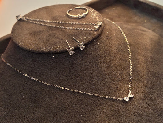 Sweet bow necklace set - 92.5 silver