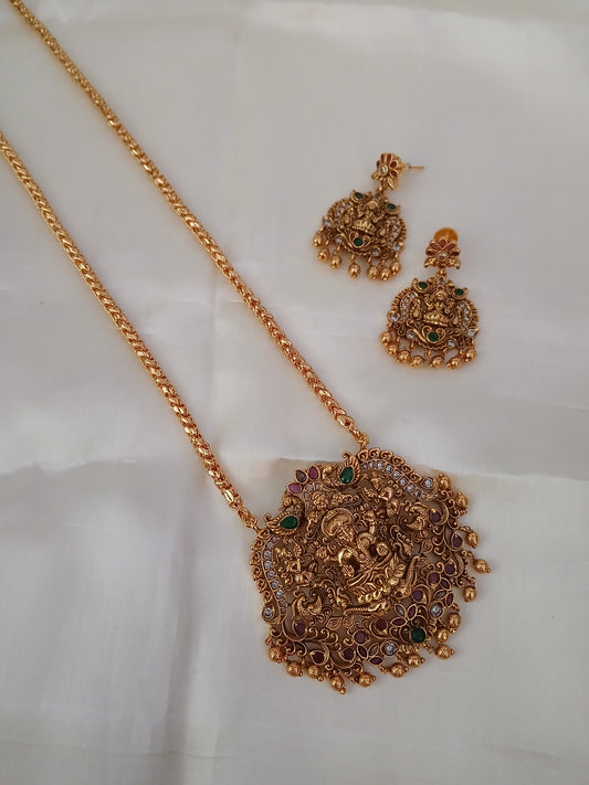 Yuktha long antique dollar chain