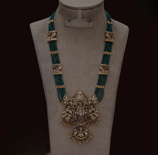 Green bead Laxmi antique Haaram