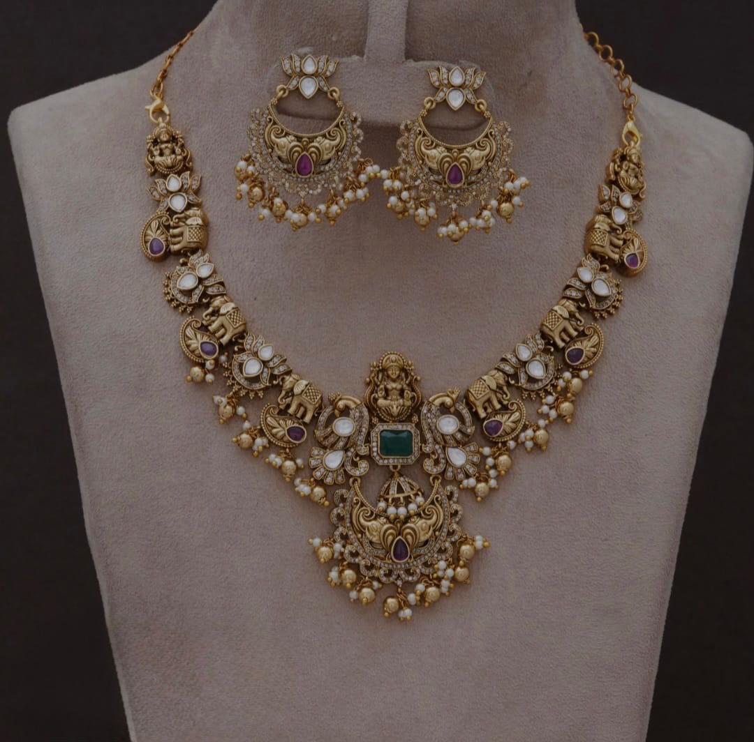 Chandbali Semi bridal antique necklace